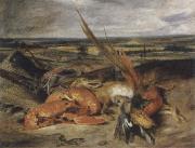 Eugene Delacroix Style life with lobster oil